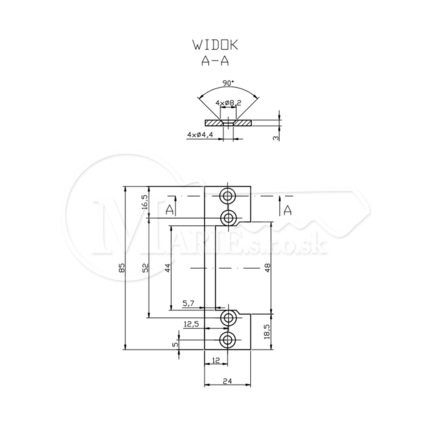 Protiplech HARTTE 85x25 krátky S 3mm STC