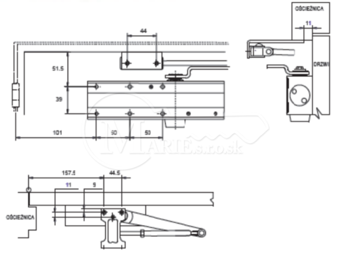 Samozatvárač LOB S-2000 s ramenom B,H,S